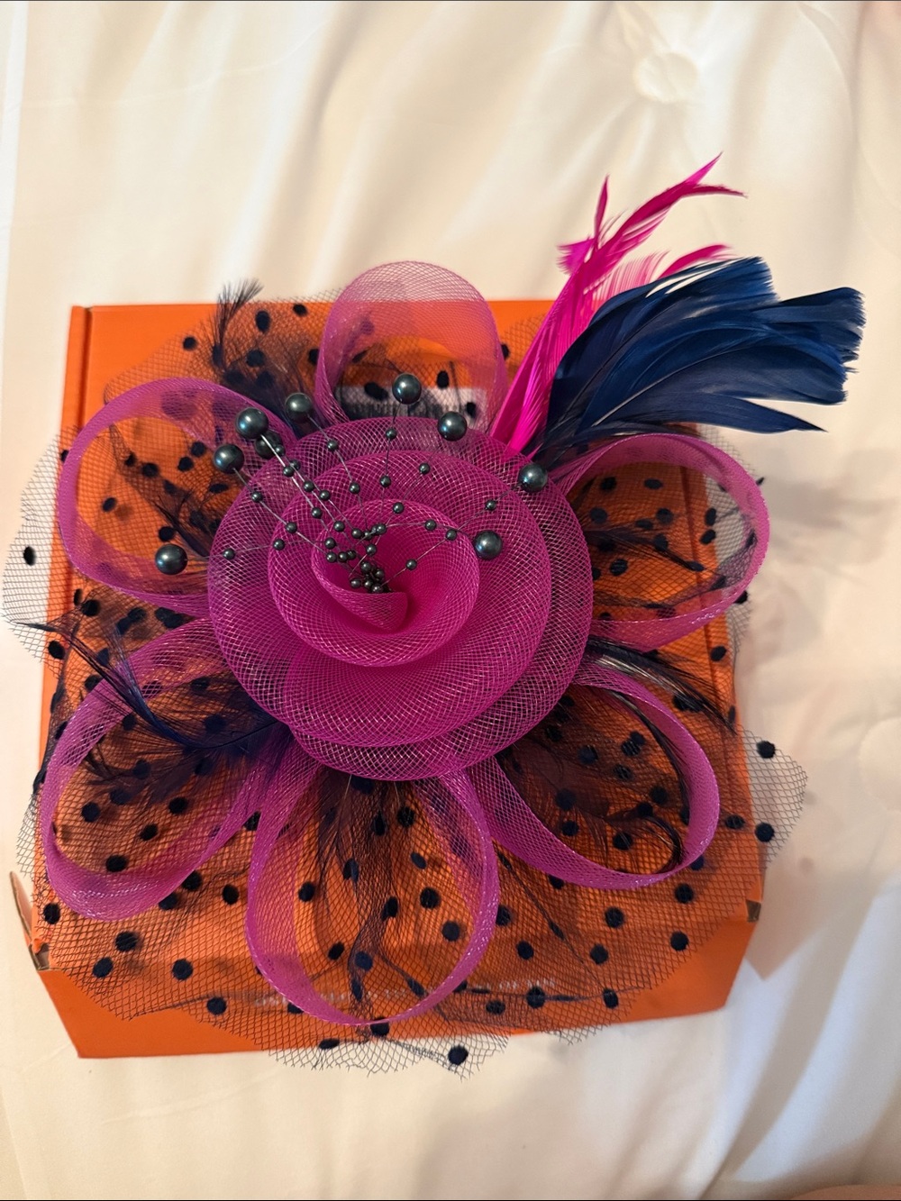 Elegant Fuchsia Feathered Fascinator Hat